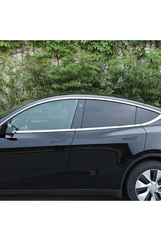 Autogp Tesla Model Y Cam Çerçevesi Kenar Çıtası Krom Tamtur 10 Parça 2020 / 2024