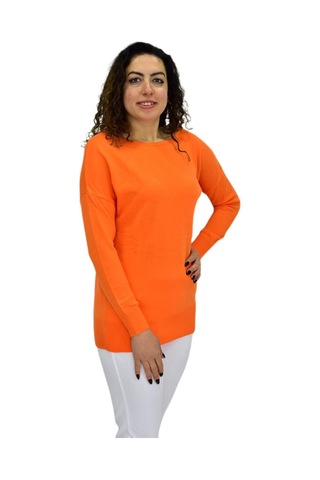 Kadın Kayık Yaka Spor Kazak 12489 Bgl-st04098 turuncu Turuncu