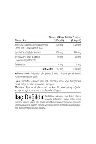 Egcg Yeşil Çay Ekstresi & Astaksantin 60 Kapsül