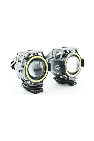 U7 Motosiklet Sis Far Led Mercekli Angel Led 2 Adet 3 Modlu