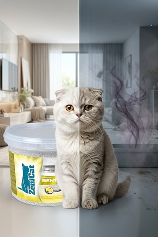 Limon Kokulu Bentonit Kedi Kumu 2x10 Lt İnce Taneli Güçlü Topaklanan Tozsuz Kovalı