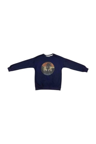 Cantoy Erkek Çocuk İçi Şardonlu Baskılı Sweatshirt-15198 Lacivert