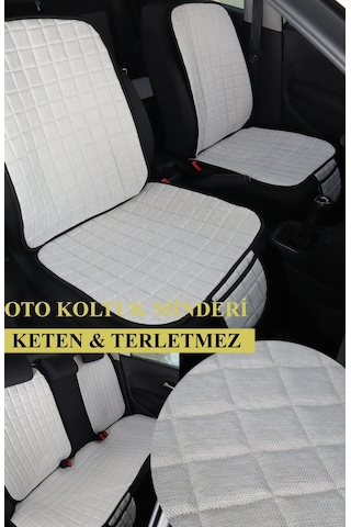 Keten&pamuk Cepli Ortopedik Terletmez Oto Koltuk Minder Seti - Koltuk Kılıfı - Ön & Arka Koltuk Tam Set - Krem
