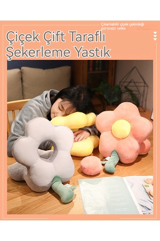 Pembe Çiçekli Masa Şekerleme Ofis Şekerleme Yastığı 40 30 25 Cm