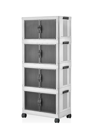 55 Lt Geniş Hacimli Organizer Dolap - 4 Bölmeli 127cm Çok Amaçlı Banyo Ve Mutfak Düzenleyici - Beyaz