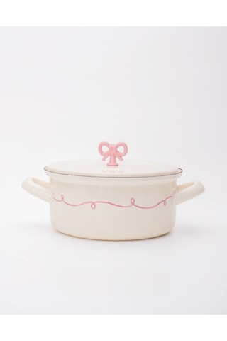 Rebel Bow Emaye 18cm Kısa Tencere Fildişi