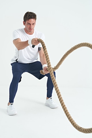 Tommy Life İndigo Logo Baskılı Yüksel Bel Slim Fit Aktif Spor Erkek Tayt - 84989 İndigo