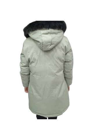 İrem Çocuk Giyim Kız Çocuk Mint Yeşili Kapüşonu Kürklü İçi Peluş Astarlı Fermuar Çıtçıt Kapamalı Midi Boy Şişme Mont Mint Yeşili