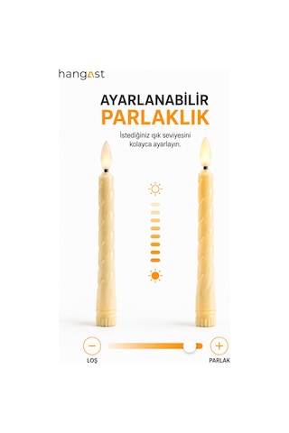 6'lı Led Şamdan Mum Seti Uzaktan Kumandalı Timer Özellikli Gerçek Mum Görünümlü Sıcak Sarı Işıklı Pilli Dekoratif Mum Krem