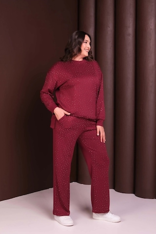 Önü Taş Baskılı Alt-üst Takım Bordo