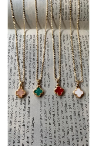 İlknur Doğal Taş Evi Yeşil Yonca Kadın Kolye