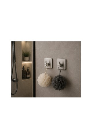 Kare Tekli Modern Banyo Askılık 45 Mm Paslanmaz Çelik Delmeden Yapışkan Montaj Inox