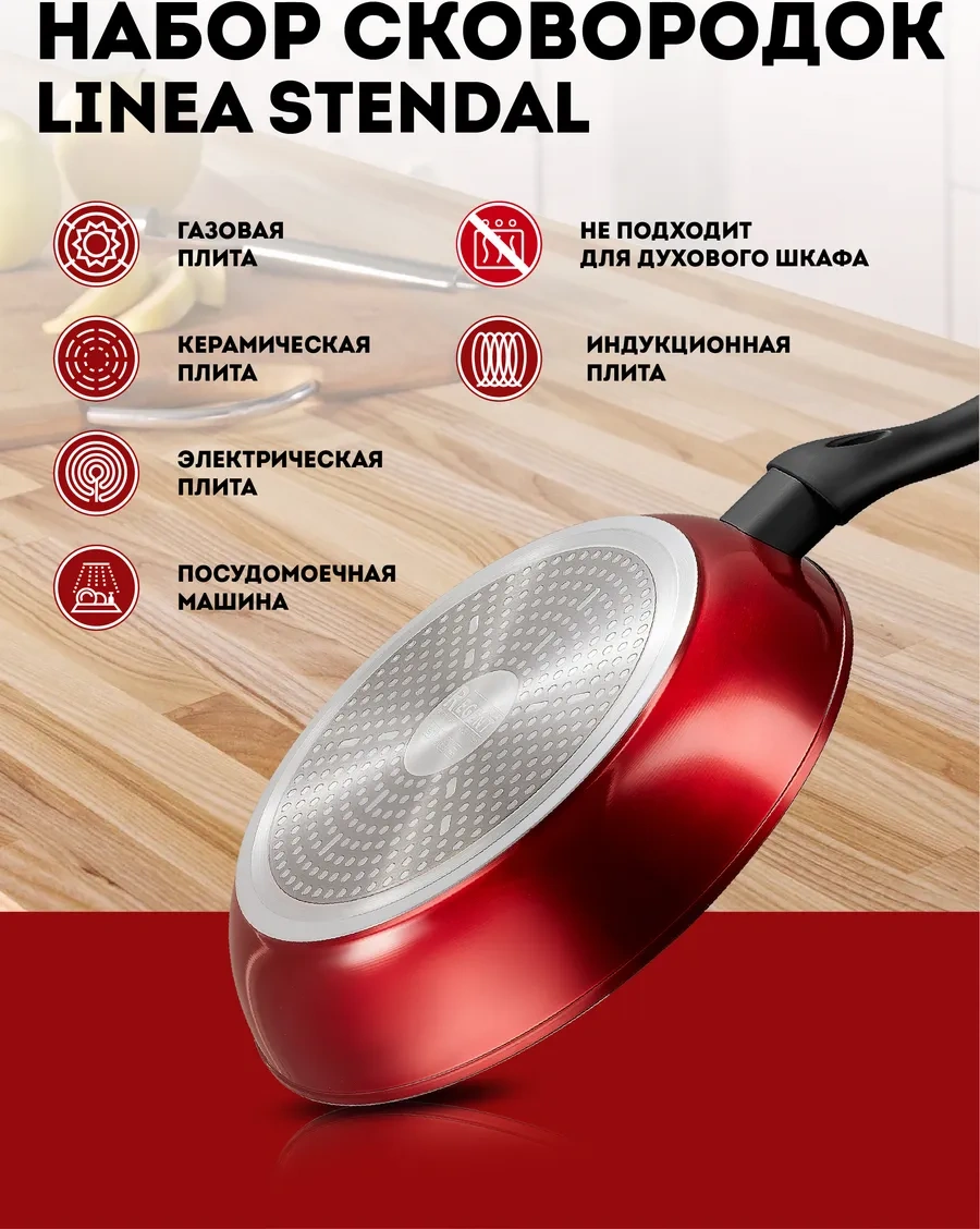 Regent İnox Kapa İle 24 Cm Yapışmaz İndüksiyon Ocak Tava 420105559 Kırmızı