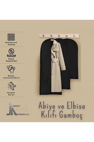 Jokey Ambalaj Fermuarlı Dolapiçi Gamboç Kıyafet,takım Elbise,abiye Ve Gelinlik Kılıfı 60x160cm Renk Seçenekli Siyah