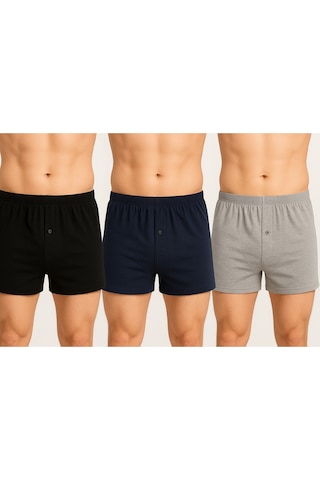Sedef Yıldızı Erkek Boxer Seti 3 Adet Karışık Renk Çok Renkli