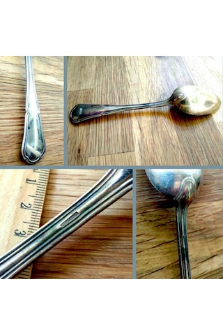 Omeniv Antika Alpaka Gümüş Kaplı Kaşık Servis Kaşığı Damgalı 75Gr