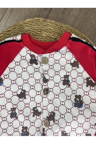 Panda Baskılı Relaxed Eşofman Takımı Kırmızı