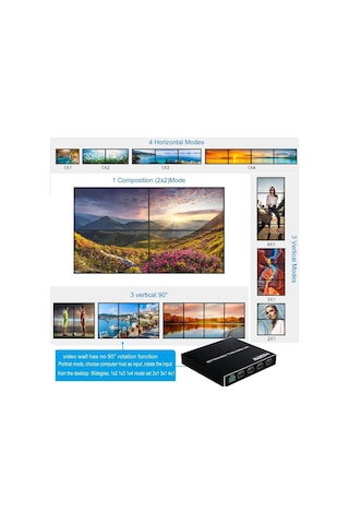 Electroon 2x2 Video Wall Controller Duvar Ekran Genişletici 1giriş 4çıkış Ekran Bölücü Genişletici