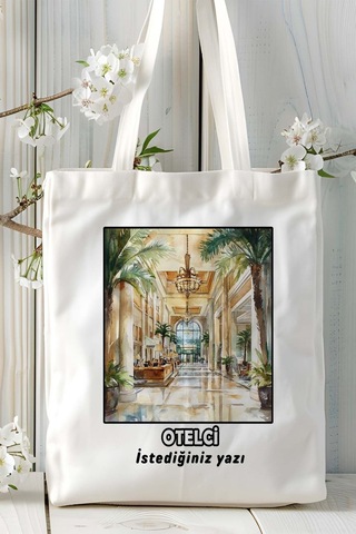 Art Hediye Otelci Baskılı Bez Omuz Çantası Kişiye Özel Model 1 Çok Renkli