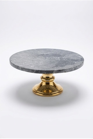Black Marble Ayaklı Pasta Standı 25x25x12cm Lüks Doğal Mermer Sunum Ve İkramlık