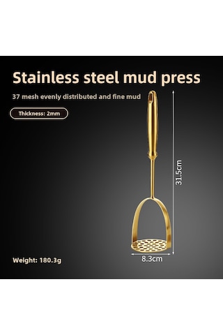Hombey Ev Mutfak İçin Çok Amaçlı Paslanmaz Çelik Patates Ezici - Sarı Kalebik Modeli Ezme, Sıkma, Dövme Aleti