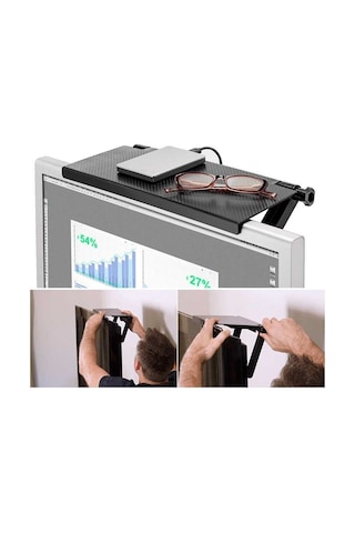 Tv Ve Monitör Üstü Stand 33.8x16.2x2.5 Cm Siyah Dayanıklı Tasarım Kumanda Eşya Düzenleyici
