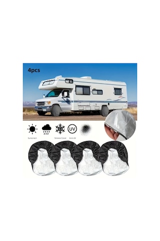 Dashanshop Lastik Kılıfı 4lü Set Ev Tipi Karavan Güneşten Koruma Yaşlanma Önleyici Universal