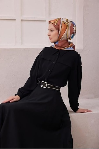 Belli Tivil Saf İpek Eşarp 4205 - 03 Bebe Mavi Soyut Desen Krem