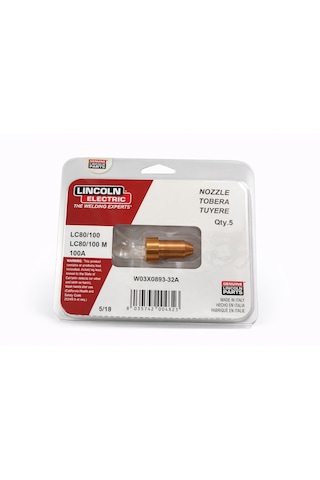 Lincoln Electric W03x0893-32a Plazma Nozul 100a 5 Adet