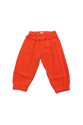 Çikoby Kız Bebek Fiyonk Detaylı Yazlık Pantolon-13872 Turuncu