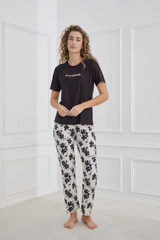 Kompedan Marla Kadın Bisiklet Yaka Pijama Takım 30102 Siyah