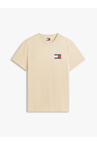 Tommy Hilfiger Tjm Slım Essentıal Flag Tee Ext Erkek Bej T-shirt - Dm0dm20740