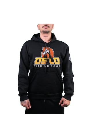 Oslo Bear Siyah Nakışlı Kapüşonlu Sweatshirt Siyah