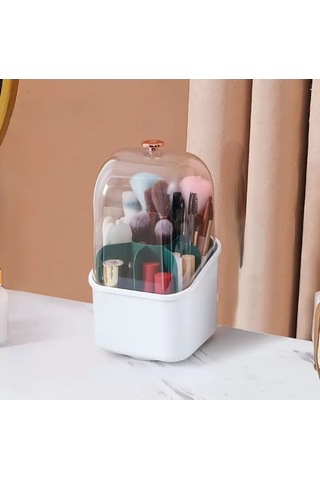 Novahub Döndürülebilir Kozmetik Kutu, Beyaz Kalp Makyaj Organizatörü Beyaz