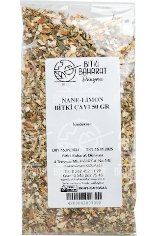 Bitki Baharat Dünyası Nane Limon Bitki Çayı 50 G