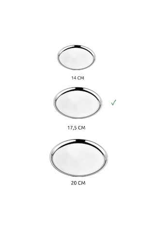 6'lı Paslanmaz Çelik Sunum Tatlı Tabağı İkram Tabağı 17 Cm