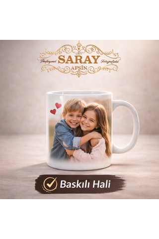 Baskılı Kupa Bardak Beyaz - Siyah