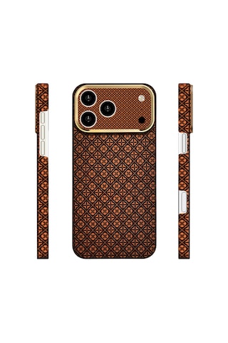 Apple iPhone Uyumlu 18 Pro Kılıf Magsafe Şarj Özellikli Premium Retro Çiçek Desenli Kamera Ve Lens Korumali Velix Sert Pc Kapak Kahverengi