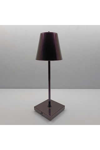 Konik Şapka Masa Lambası Şarjlı Metal Mor