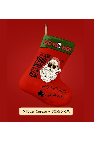 Yılbaşı Çorabı Real Ho Ho Ho Noel Baba Dekoratif Duvar Aksesuarı Yeni Yıl Ev Süslemesi