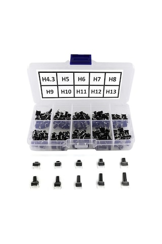 200 Adet 6x6mm Tact Buton Set 10 Farklı Yükseklikte 4 Pin Dokunma