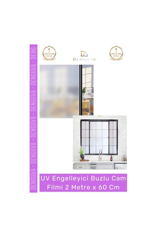 Camfilmi Uv Engelleyici Kaliteli Şık Pratik Gizlilik Sağlayan Buzlu Cam Filmi 2 Metre X 60 Cm