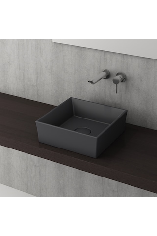 Bocchi Vessel 38 CM Mat Antrasit Kare Lavabo 1173-020-0125