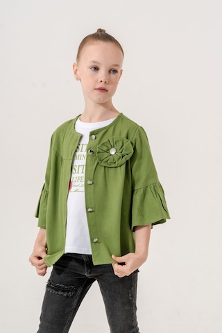 Kız Çocuk Çiçek Gömlekli İkili Kız Takım 3127 Haki