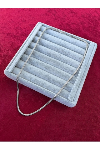 Gümüş Renk Unisex Snake Zincir 4 Mm 60 Cm. Kararmaz Paslanmaz Çelik Kolye Gümüş