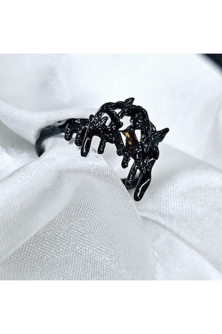 Dükkan Design Y2k Brutal Gotik Yüzük Siyah