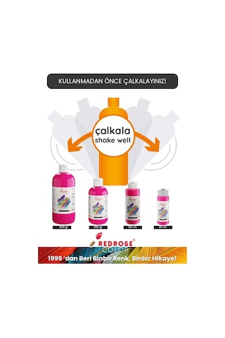 Red Rose Ana Renkler Akrilik Boya 6'lı Set 6 x 1 KG