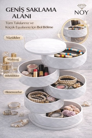 Organizer Takı Kutusu Çok Amaçlı Düzenleyici Makyaj Organizer Takı Organizeri Çekmeceli Organizer Beyaz