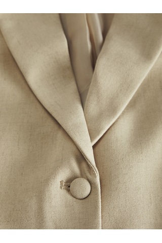 Jack & Jones Kadın Tek Dügmeli Keten Karışımlı Ceket - Ellis - 12268835 Feather Gray