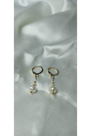 24k Altın Kaplama Gerçek Kum İnci Aranjman Dorikalı Tasarım Küpe